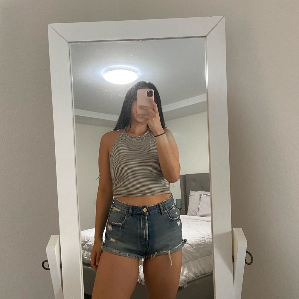 Stripped brandy Melville halter crop top